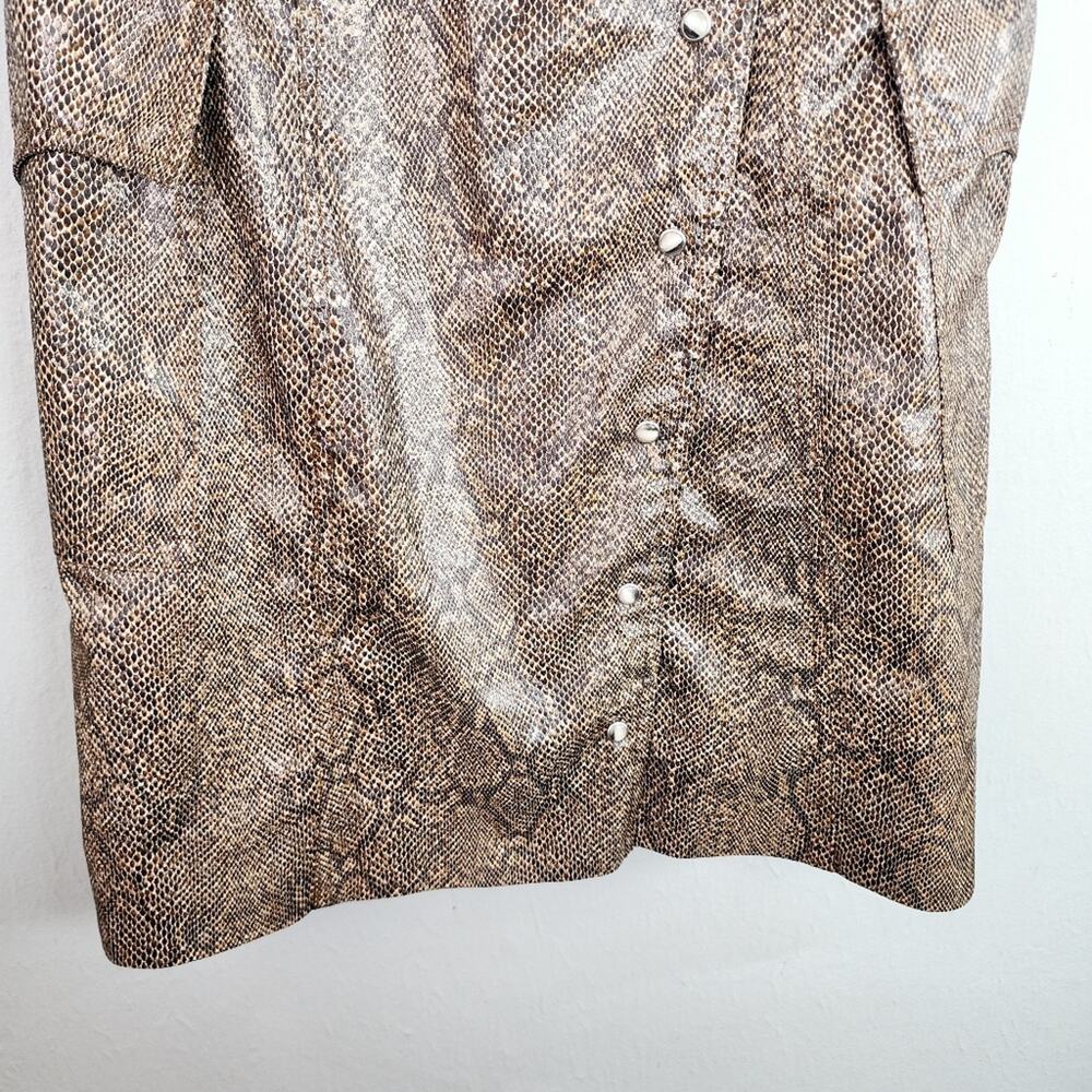 Nanushka Lorena Brown Snakeskin Print Sleeveless Button Down Midi Dress XL - Picture 7 of 12